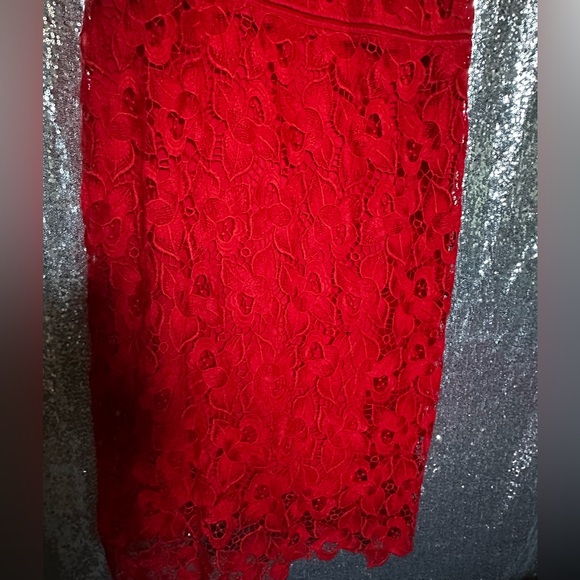 ANN TAYLOR WOMEN Red Lace Dress Size 18 - Picture 6 of 11